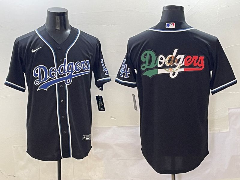 Men 2025 Los Angeles Dodgers Blank Black Three generations Fashion Nike MLB Jersey style 3